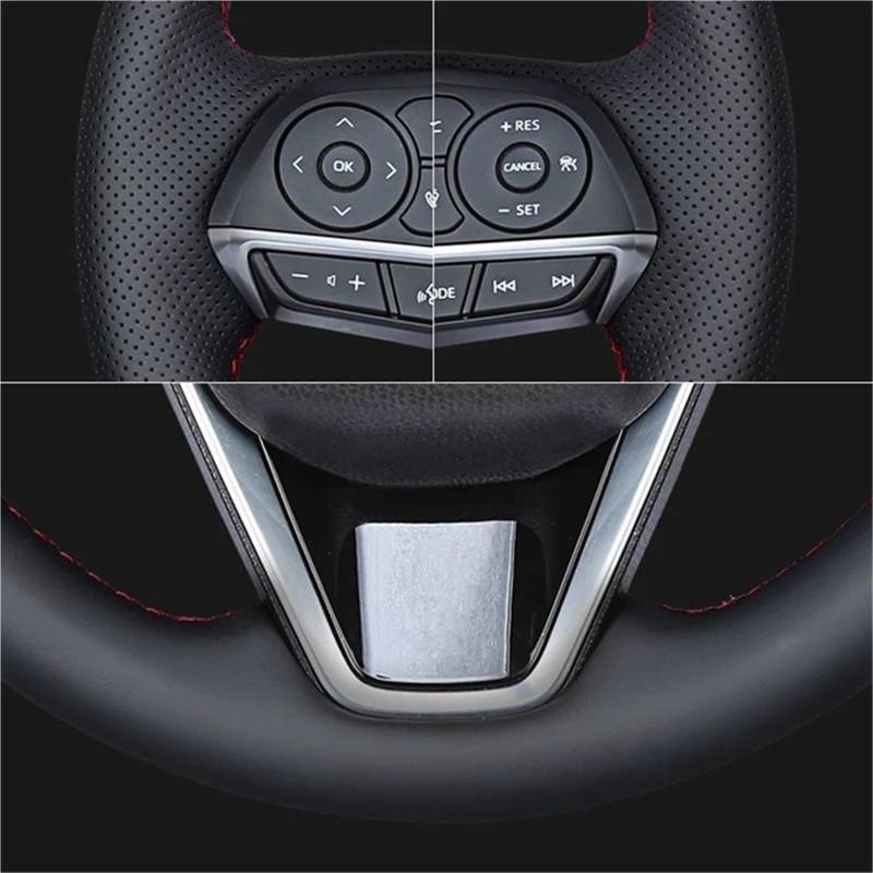 Lenkradbezug Für VW Für Golf 7 Für Mk7 Für Touran Für Up Für Polo Für Jetta Für B8 Für Tiguan Auto Lenkrad Geflecht Abdeckung Schwarz Künstliche Leder Auto Lenkradschutz(Red Thread) von BPBHFFNMW