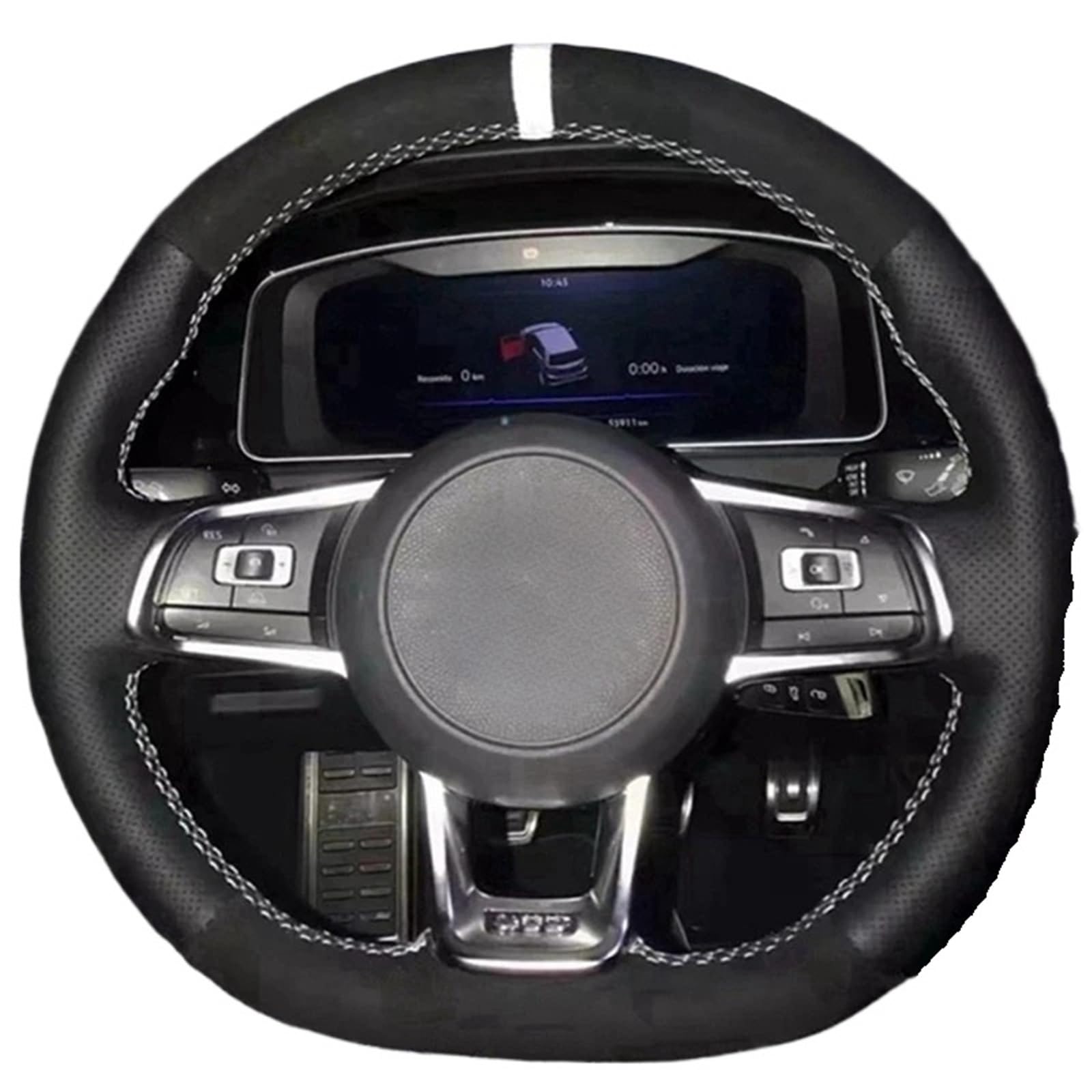 Lenkradbezug Für VW Für Golf R Für MK7 Für Golf 7 Für GTI Für VW Für Polo Für GTI Für Scirocco Wildleder Leder Auto Lenkrad Abdeckung Auto Lenkradschutz(Light Blue Thread) von BPBHFFNMW