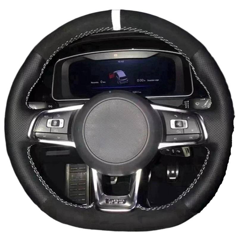 Lenkradbezug Für VW Für Golf R Für MK7 Für Golf 7 Für GTI Für VW Für Polo Für GTI Für Scirocco Wildleder Leder Auto Lenkrad Abdeckung Auto Lenkradschutz(Light Blue Thread) von BPBHFFNMW