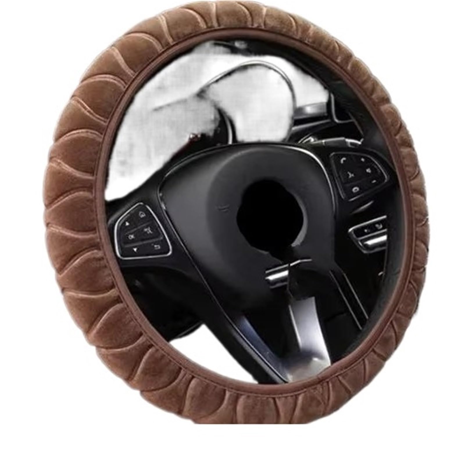 Lenkradbezug Lenkradbezug Für Den Winter, Auto-Lenkrad-Innenteile, Universell, 37–39 cm, Rosa Lenkradbezug, Weiches, Warmes Plüsch-Lenkrad Auto Lenkradschutz(Brown) von BPBHFFNMW