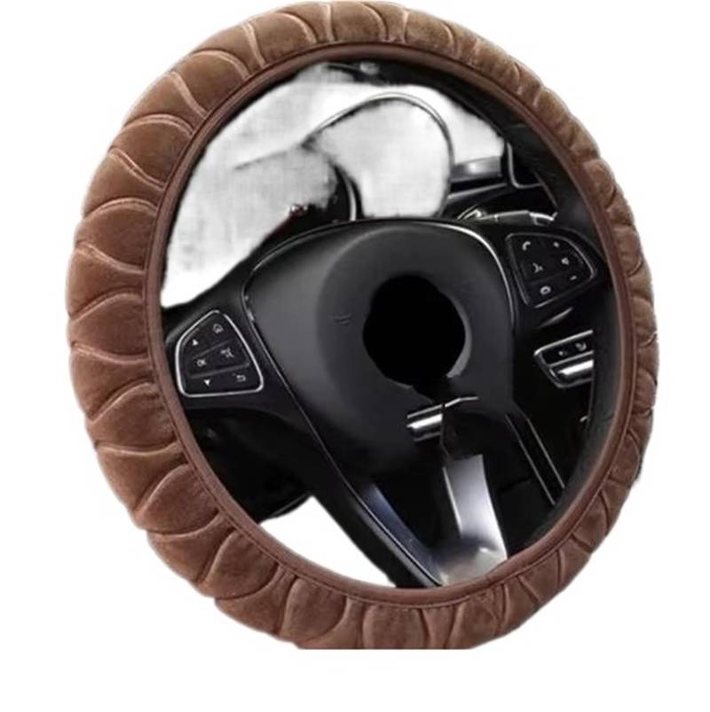 Lenkradbezug Lenkradbezug Für Den Winter, Auto-Lenkrad-Innenteile, Universell, 37–39 cm, Rosa Lenkradbezug, Weiches, Warmes Plüsch-Lenkrad Auto Lenkradschutz(Brown) von BPBHFFNMW
