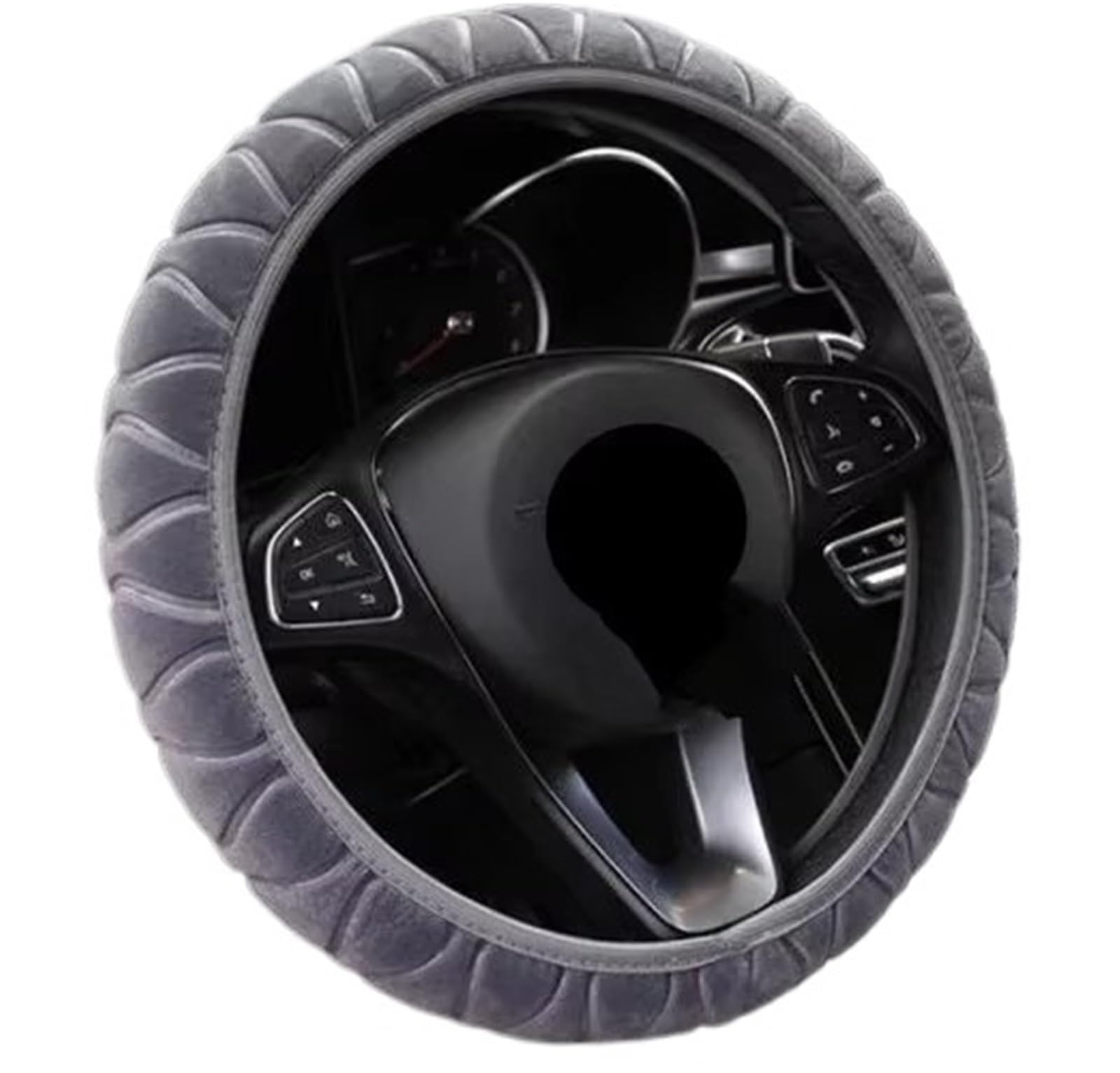 Lenkradbezug Lenkradbezug Für Den Winter, Auto-Lenkrad-Innenteile, Universell, 37–39 cm, Rosa Lenkradbezug, Weiches, Warmes Plüsch-Lenkrad Auto Lenkradschutz(Gray) von BPBHFFNMW