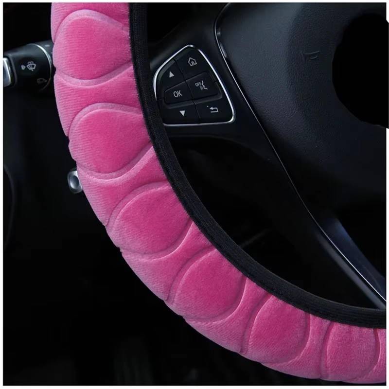 Lenkradbezug Lenkradbezug Für Den Winter, Auto-Lenkrad-Innenteile, Universell, 37–39 cm, Rosa Lenkradbezug, Weiches, Warmes Plüsch-Lenkrad Auto Lenkradschutz(Pink) von BPBHFFNMW