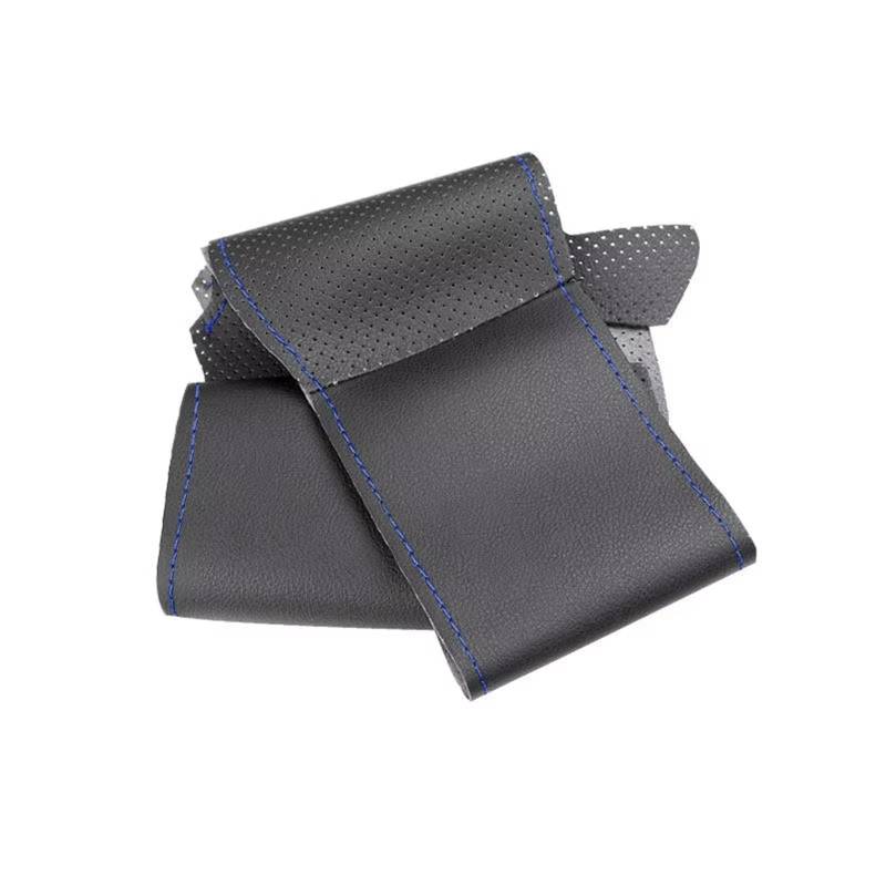 Lenkradbezug Perforierte Leder Hand-genäht Auto Innen Lenkrad Abdeckung Trim Für A3 Für 8P Für Sportback Für A4 Für B7 Auto Lenkradschutz(Black-Blue line) von BPBHFFNMW