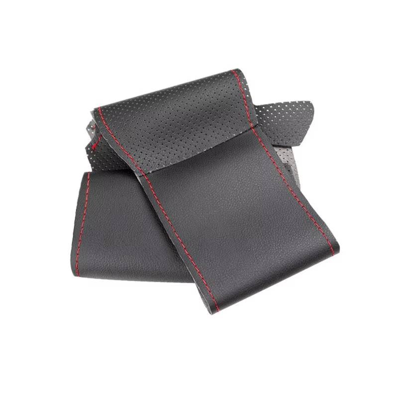 Lenkradbezug Perforierte Leder Hand-genäht Auto Innen Lenkrad Abdeckung Trim Für A3 Für 8P Für Sportback Für A4 Für B7 Auto Lenkradschutz(Black-red line) von BPBHFFNMW