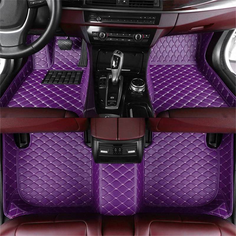 BPOOBP Auto Fußmatten Leder Bodenmatte für Sharan 7seat 2012-2018 Allwetter Fussmatten Set Zubehör Fußmatte lila von BPOOBP