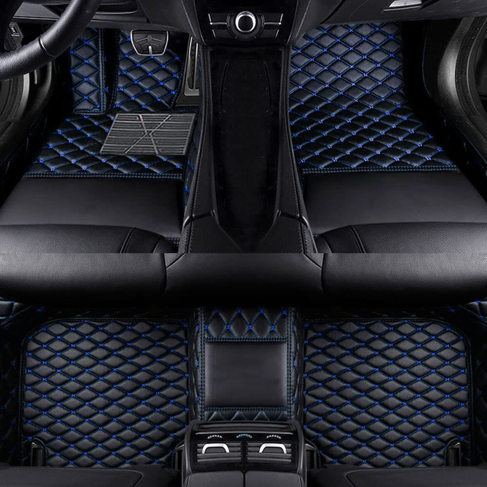 BPOOBP Auto Fußmatten Leder Bodenmatte für tiguan allspace 7seat 2019-2020 Allwetter Fussmatten Set Zubehör Fußmatte Schwarz Blau von BPOOBP