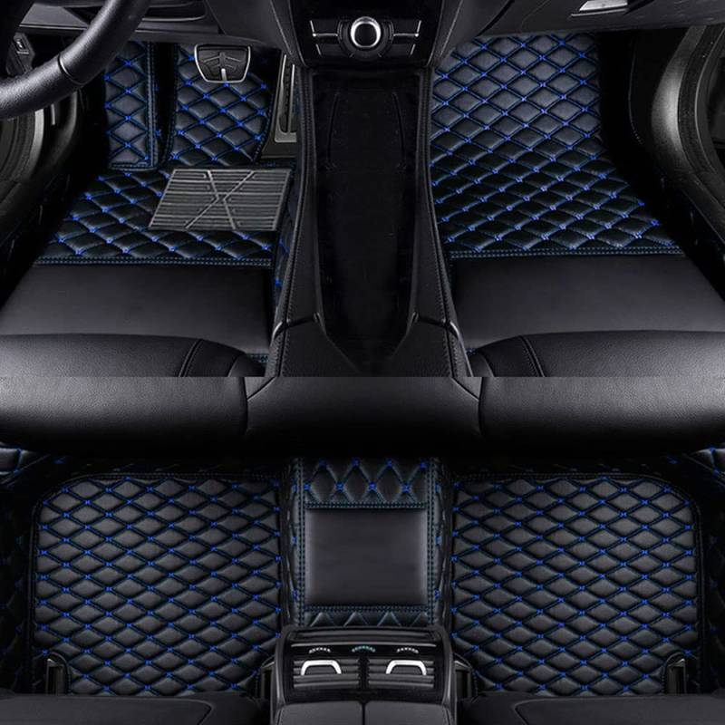 BPOOBP Auto Fußmatten Leder Bodenmatte für tiguan allspace 7seat 2019-2020 Allwetter Fussmatten Set Zubehör Fußmatte Schwarz Blau von BPOOBP
