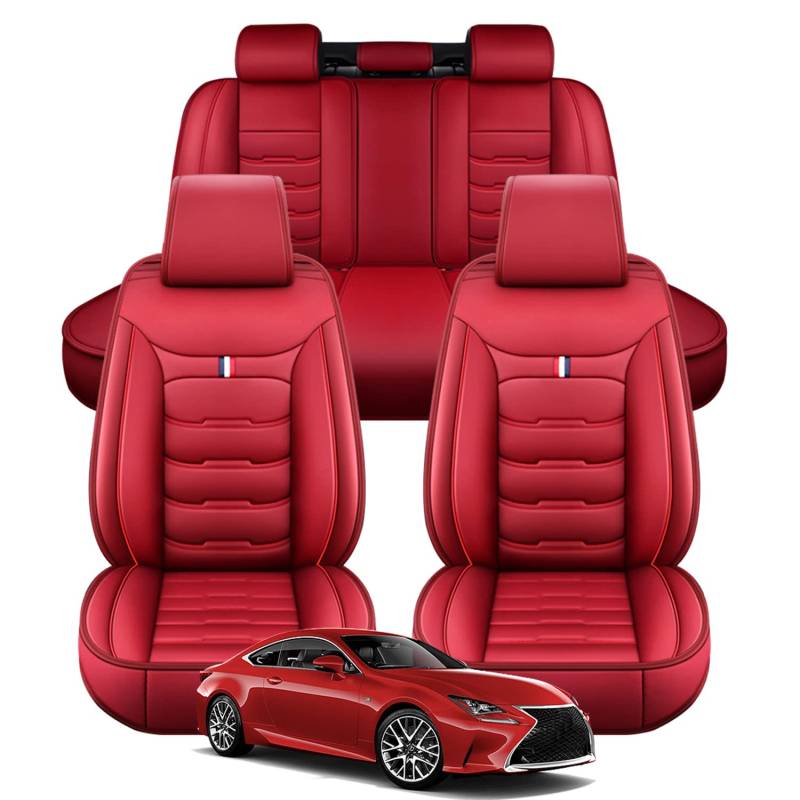 BPOOBP MH51 Fünf Sitze Auto Sitzbezüge passend für X1,X2,X3,X3M,X4,X5,X6,Leder sitzbezüge,wasserdichte Gemütlich Sitzschoner,Rot-Standard von BPOOBP