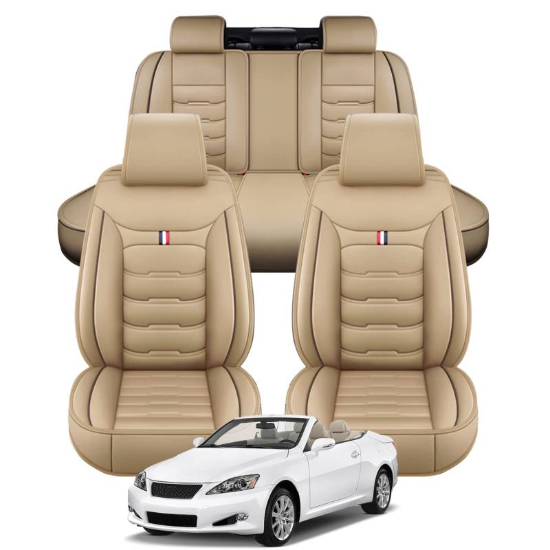 BPOOBP MH51 Fünf Sitze Auto Sitzbezüge passend für VW Golf,Golf Sportwagen,Golf Alltrack,Leder sitzbezüge,wasserdichte Gemütlich Sitzschoner,Beige-Standard von BPOOBP