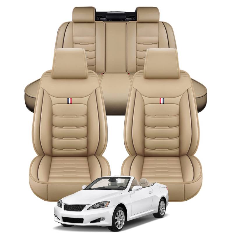 BPOOBP MH51 Fünf Sitze Auto Sitzbezüge passend für VW Touareg,Touareg Hybrid,Touareg 2,Leder sitzbezüge,wasserdichte Gemütlich Sitzschoner,Beige-Standard von BPOOBP