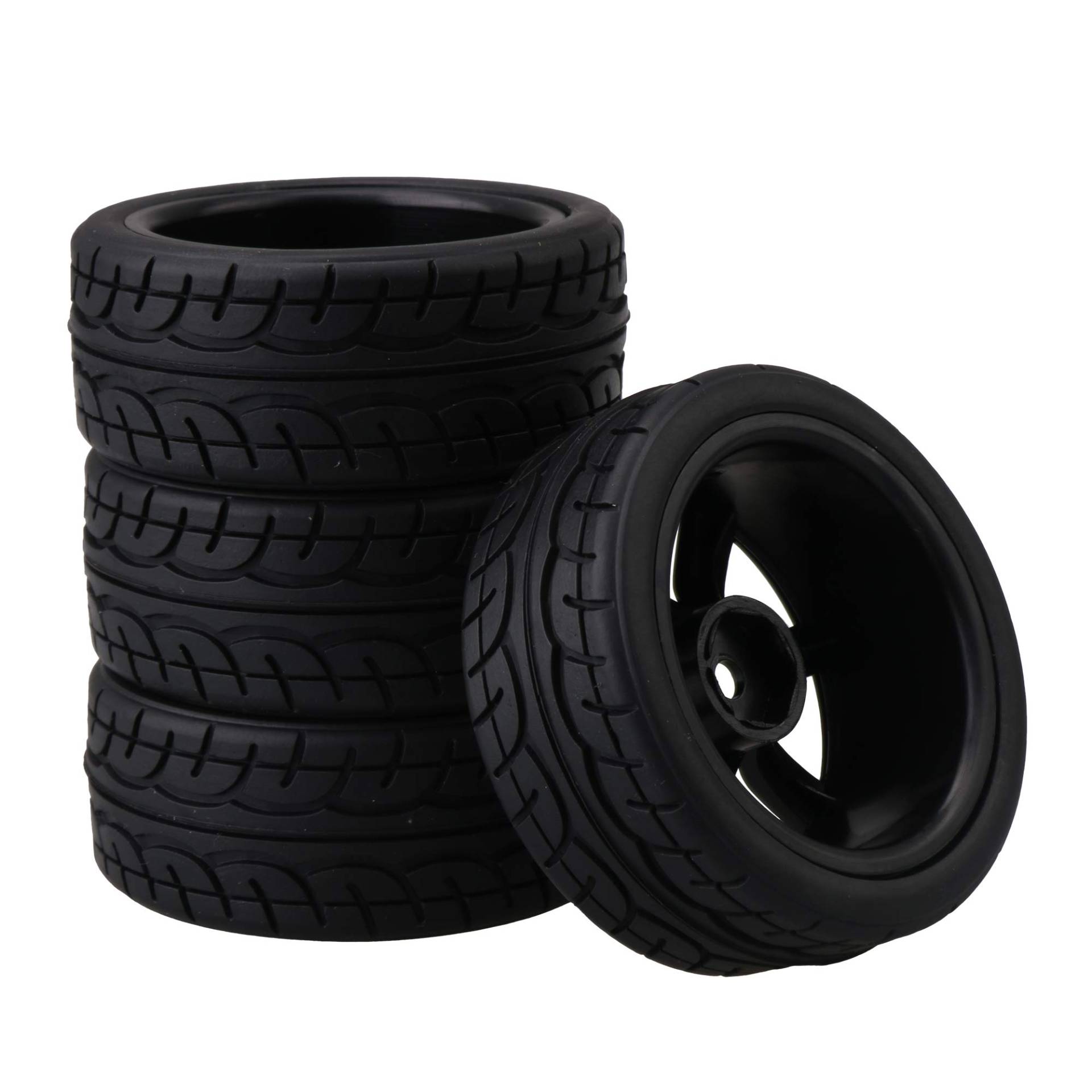 BQLZR Modellauto Gummireifen mit 7 Speichen Felgen für RC1: 10 On-Road Rennwagen 4er Pack BQLZR Modellauto Gummireifen mit 7 Speichen Felgen für RC1: 10 On-Road Rennwagen 4er Pack von BQLZR