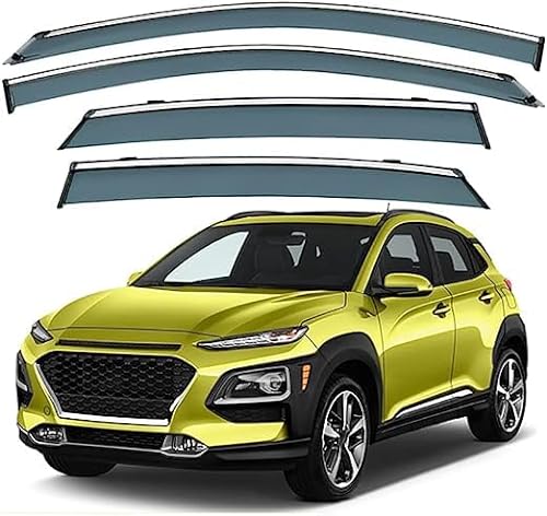 BRADOC 4 Stück Autofenster Windabweiser für Hyundai Kona OS 2018-2022, Autofenster Vorn Und Hinten Regenschutz Seitenfenster Luftabweiser von BRADOC