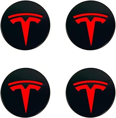 4 Stück Auto Radmittenabdeckungs Abzeichenaufkleber, Für Tesla, 65mm, 3D Radmittenkappen, Auto Logo Schutzaufkleber, Außenzubehör,D von BRALEM