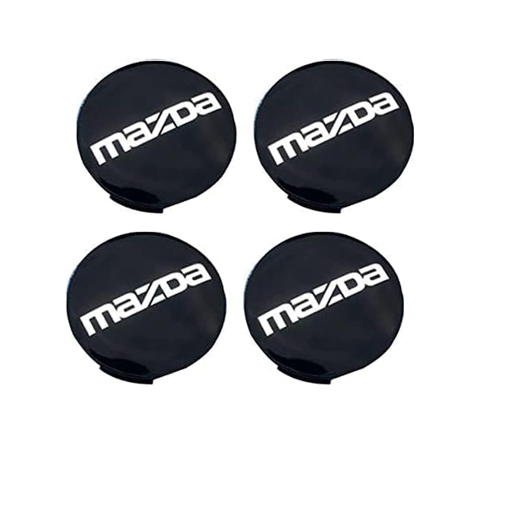 4 Stücke Auto Felgenkappen Radmittelkappen Wasserdicht Radnabendeckel Radnabenabdeckung Nabendeckel Radkappe für Mazda 60mm,Black von BRALEM