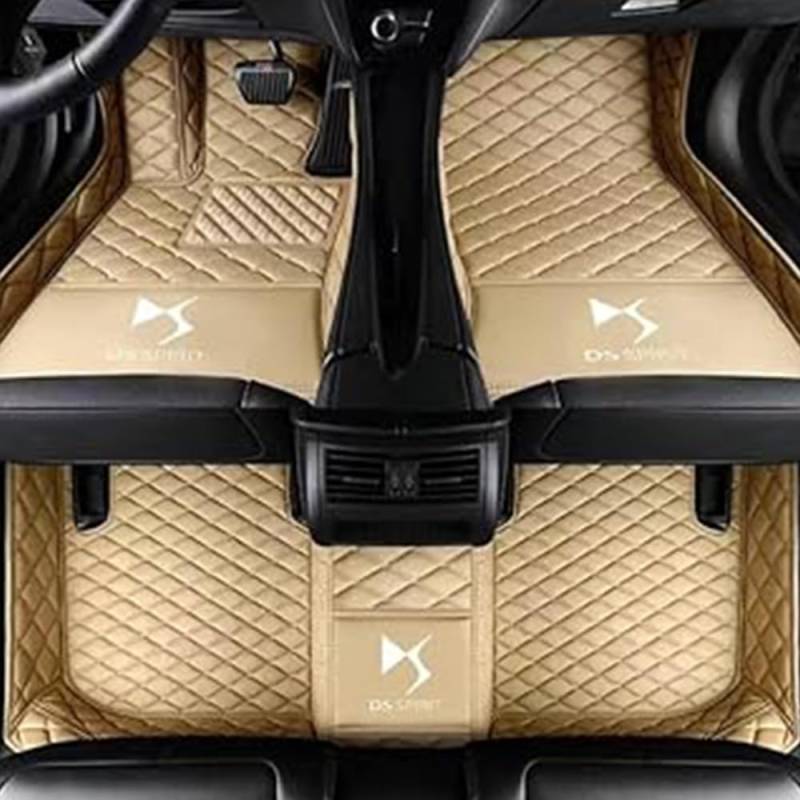 Auto Fußmatten für DS 4 2015-2018,Leder Autoteppich Antirutschmatten wasserdicht Allwetterschutz Foot Pads Premium von BRALEM