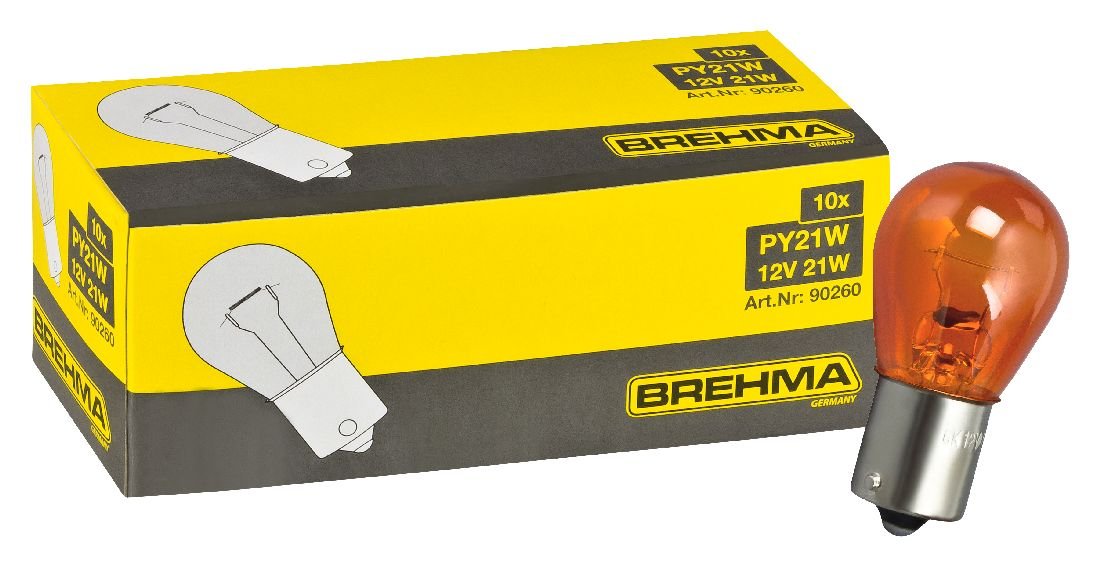 BREHMA 10x PY21W Blinkerlampe Blinkerbirne 12V orange gelbe Kugel Lampe BAU15s von BREHMA