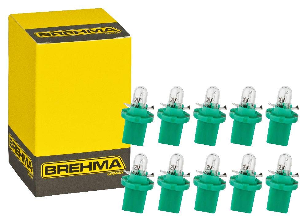 10x BREHMA BAX10d B8,5d Grün Instrumentenbeleuchtung 12V 2W von BREHMA