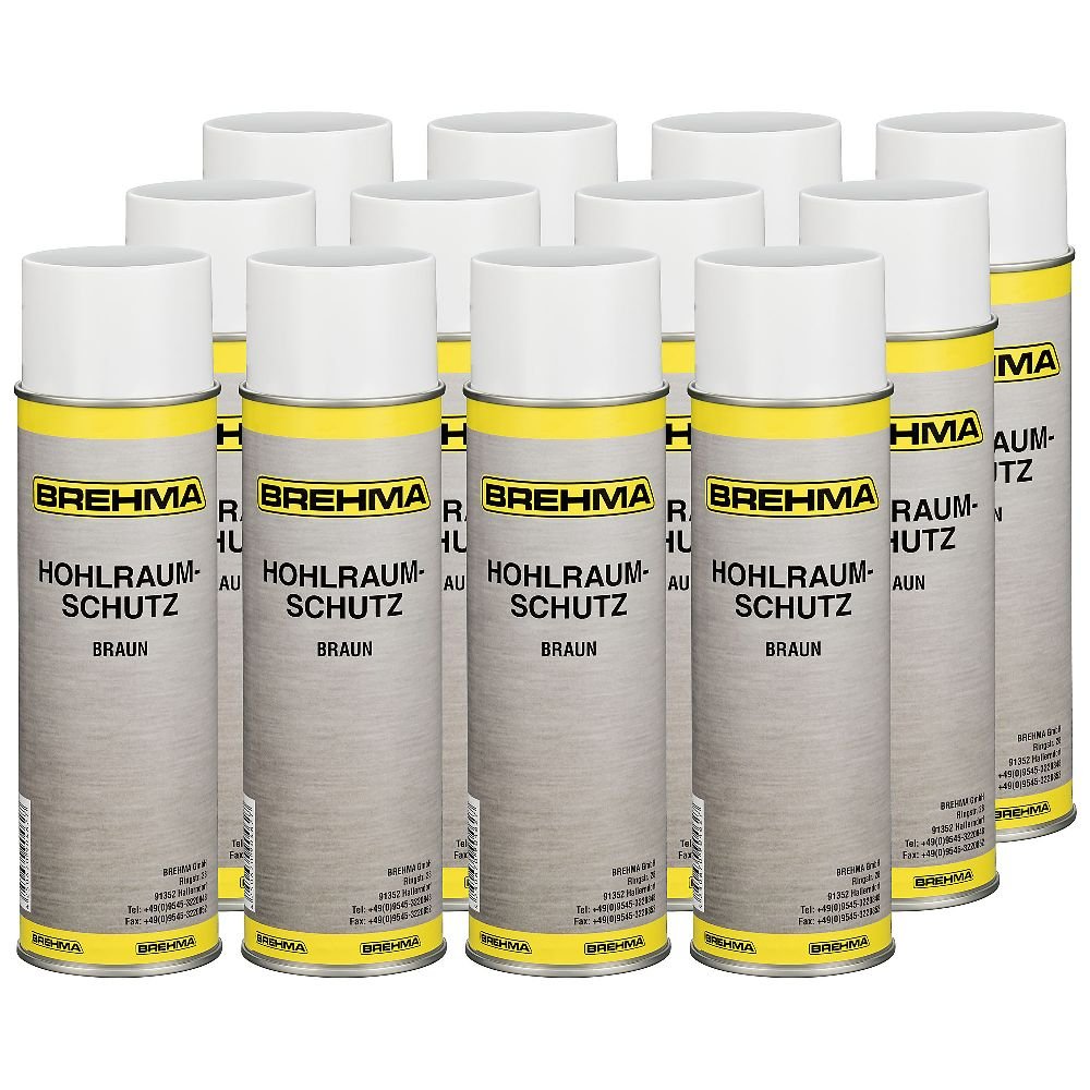 BREHMA 12x Hohlraumschutz Hohlraumversiegelung Spray 500ml Wachs von BREHMA