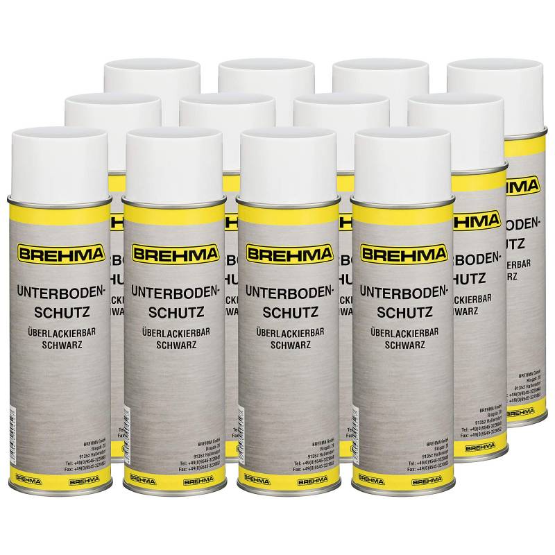 BREHMA 12x Unterbodenschutz Steinschlagschutz Spray schwarz 500ml UBS von BREHMA