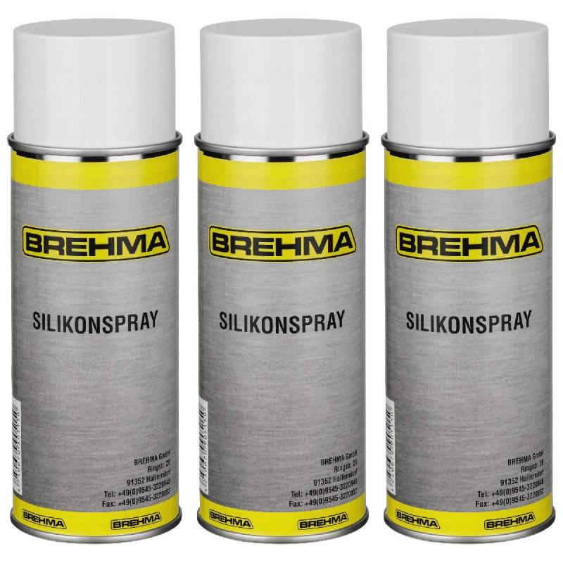 3x Silikonspray Schmiermittel Schmierstoff Siliconespray Gleitmittel Spray 400 ml von BREHMA