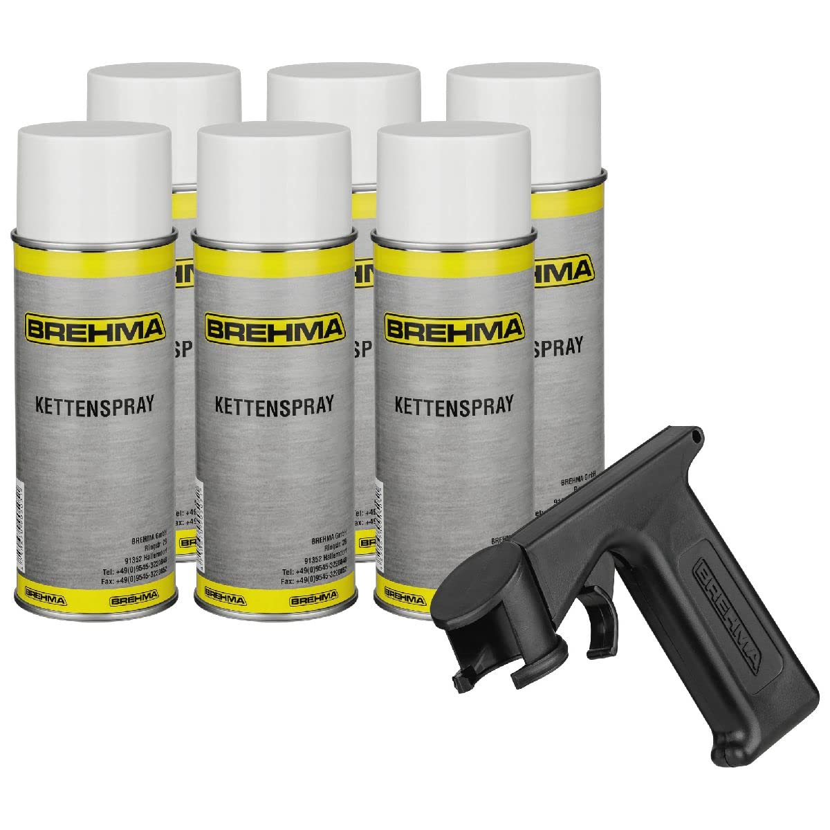 6x Kettenspray Kettenfett 400 ml für O-Ring-Ketten geeignet transparent mit Griff von BREHMA