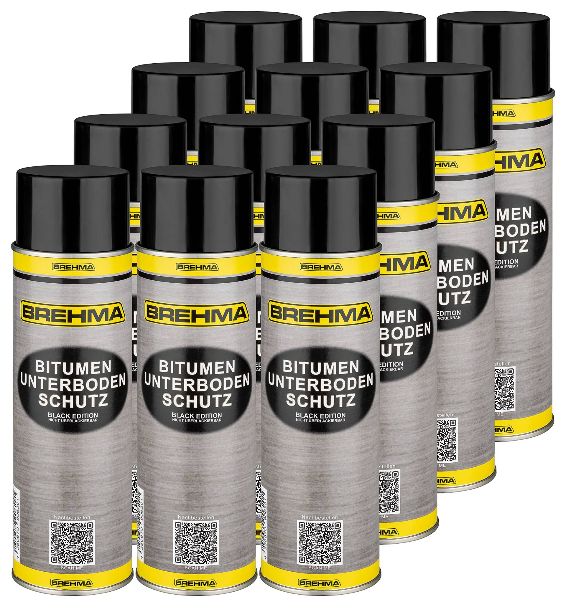 BREHMA 12x Bitumen Unterbodenschutz Black Edition 500ml Steinschlagschutz Spray schwarz von BREHMA
