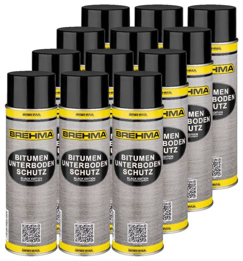 BREHMA 24x Bitumen Unterbodenschutz Black Edition 500ml Steinschlagschutz Spray schwarz mit Griff von BREHMA