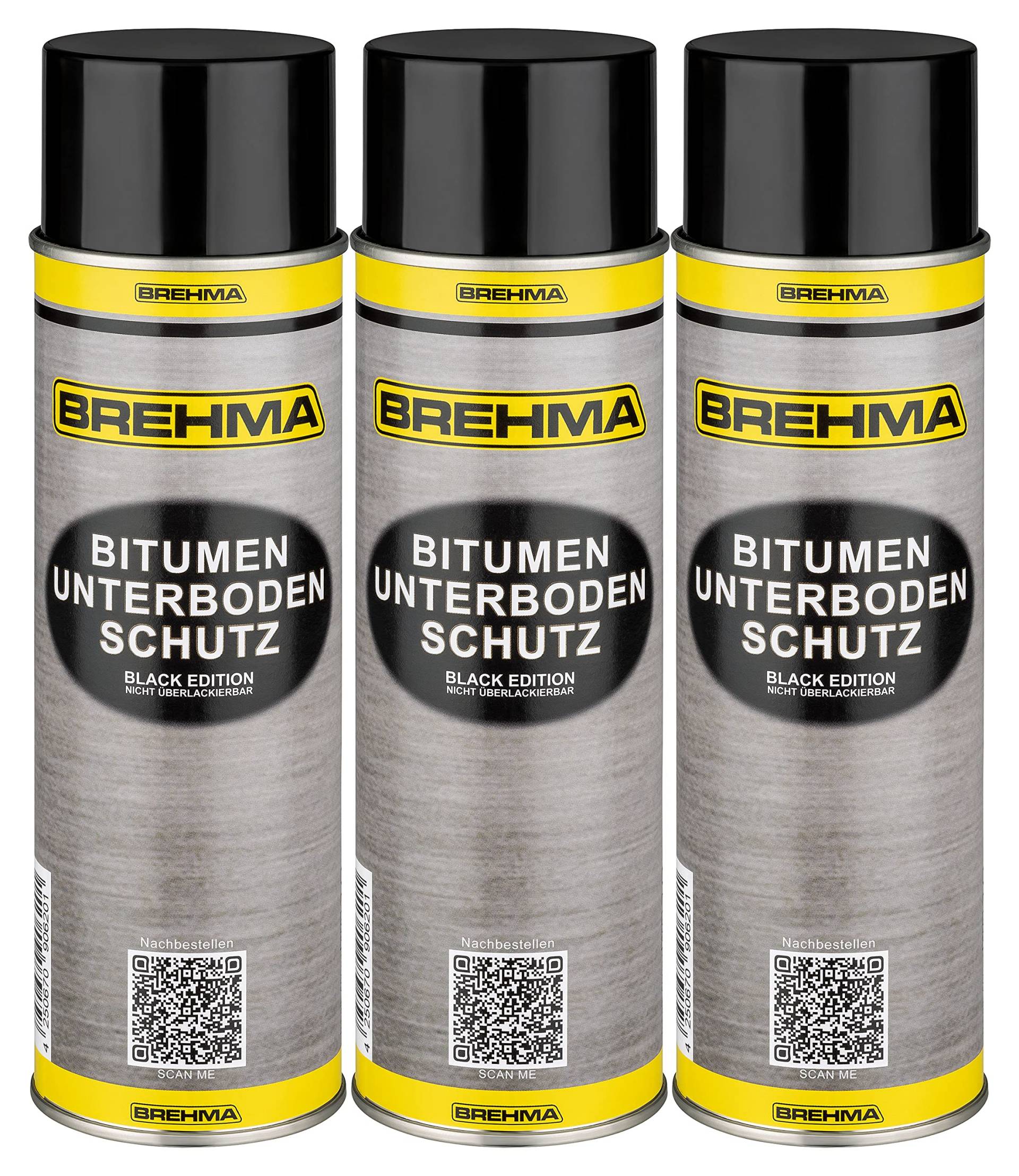 BREHMA 3X Bitumen Unterbodenschutz Black Edition 500ml Steinschlagschutz Spray schwarz von BREHMA