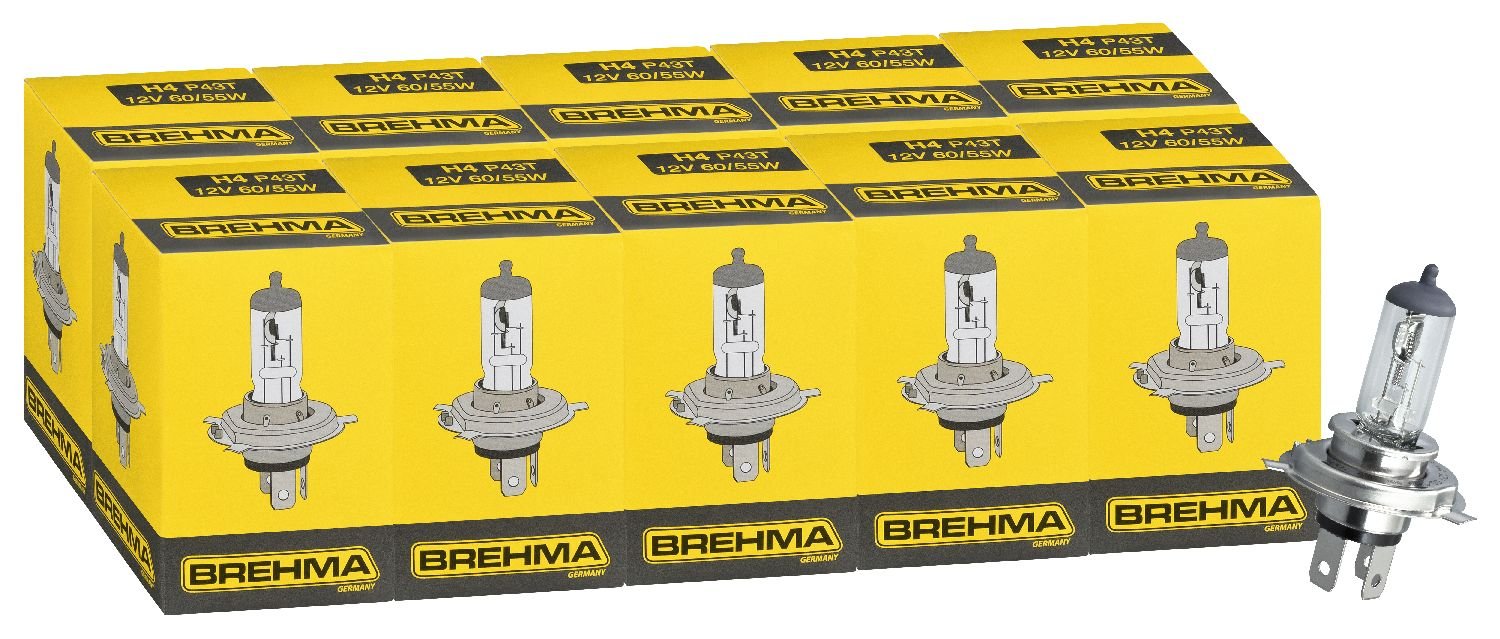 Brehma 90110 10X H4 Classic Halogen Lampe P43t 12V 60/55W von BREHMA