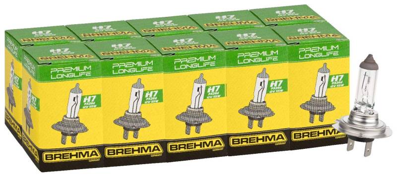 10x BREHMA Premium Longlife H7 12V 55W Halogen Autolampe von BREHMA