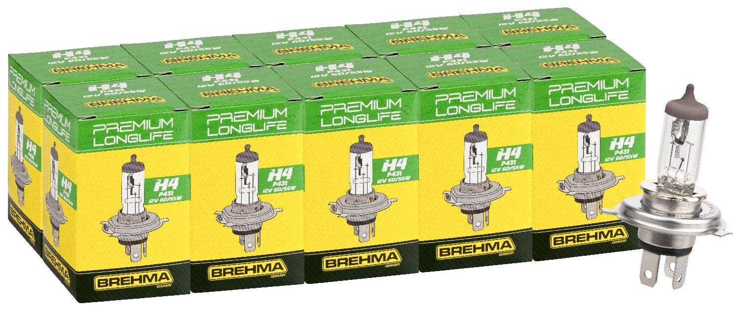 Brehma 90394 10x Premium Longlife H4 60/55W 12V von BREHMA