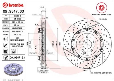 Brembo 2x Bremsscheibe für Mercedes-Benz von BREMBO