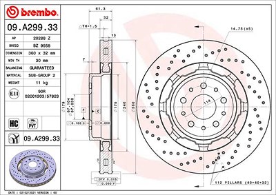 Brembo 2x Bremsscheibe für Maserati von BREMBO