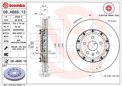 Brembo 2x Bremsscheibe für Cadillac, Chevrolet von BREMBO