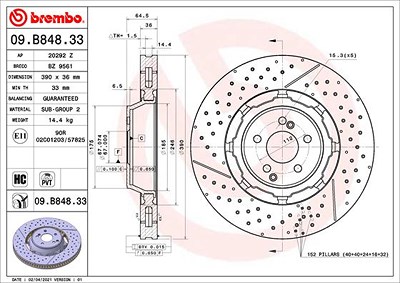 Brembo 2x Bremsscheibe für Mercedes-Benz von BREMBO