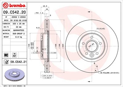 Brembo 2x Bremsscheibe für Volvo von BREMBO