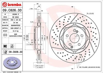 Brembo 2x Bremsscheibe für Mercedes-Benz von BREMBO