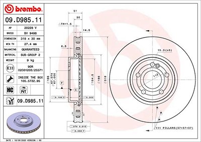 Brembo 2x Bremsscheibe für Mercedes-Benz von BREMBO