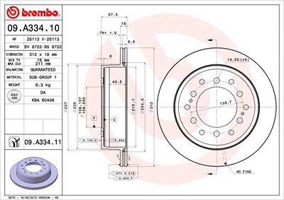 Brembo 2x Bremsscheibe Hinterachse Belüftet für Toyota von BREMBO