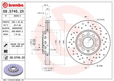 Brembo 2x Bremsscheibe Vorderachse Belüftet für Audi, Seat, Skoda von BREMBO