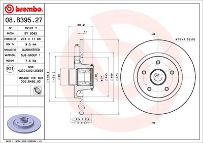 Brembo 2x Bremsscheibe mit Radlager Voll Hinterachse für Mercedes-Benz, Renault Brembo 2x Bremsscheibe mit Radlager Voll Hinterachse für Mercedes-Benz, Renault von BREMBO