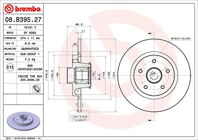 Brembo 2x Bremsscheibe mit Radlager Voll Hinterachse für Mercedes-Benz, Renault von BREMBO