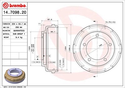 Brembo 2x Bremstrommel für Ford von BREMBO