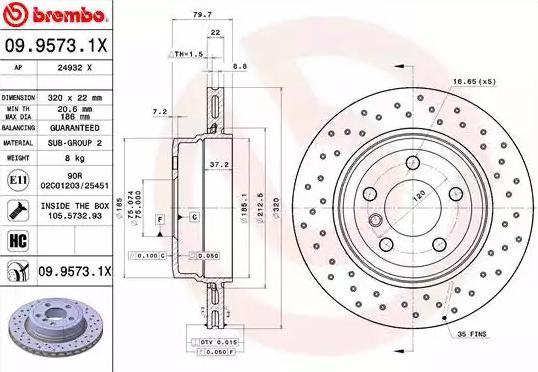 BREMBO Bremsscheibe BMW 09.9573.1X 34213332217 Bremsscheiben,Scheibenbremsen BREMBO Bremsscheibe BMW 09.9573.1X 34213332217 Bremsscheiben,Scheibenbremsen von BREMBO