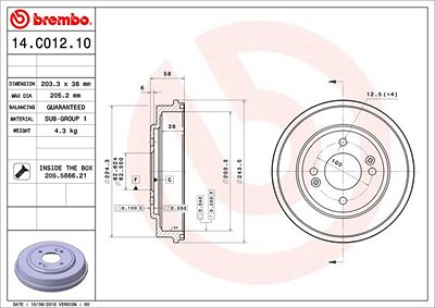 Brembo 2x Bremstrommel für Hyundai von BREMBO