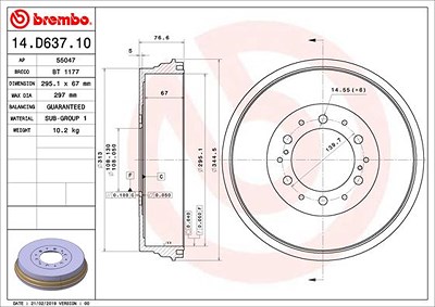 Brembo 2x Bremstrommel für Toyota von BREMBO