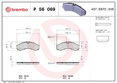 Brembo Bremsbeläge hnten (Satz) [Hersteller-Nr. P56069] für Iveco, Nissan von BREMBO