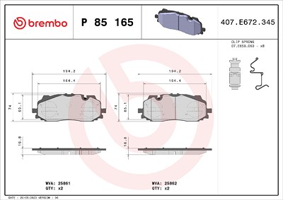 Brembo Bremsbeläge vorne (Satz) [Hersteller-Nr. P85165X] für Audi, Cupra, VW von BREMBO
