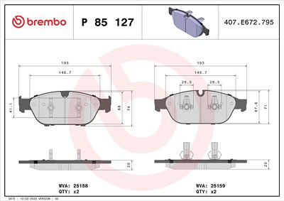 Brembo Bremsbelagsatz, Scheibenbremse [Hersteller-Nr. P85127] für Audi von BREMBO
